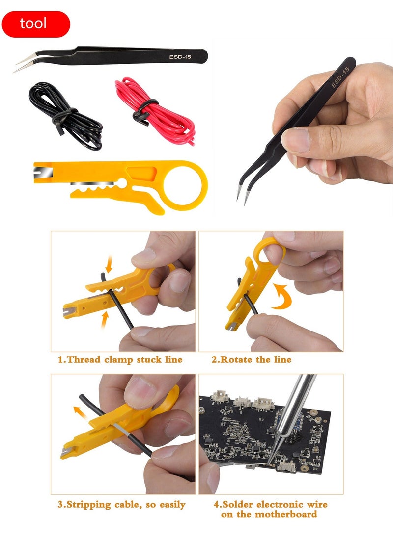 HOMESTAR Soldering Iron Kit, 90W Adjustable Temperature Soldering-Iron Gun Kit Welding Tool with 5 Tips, Desoldering Pump, Tin Wire Tube, Stand, Tweezers - Image 5