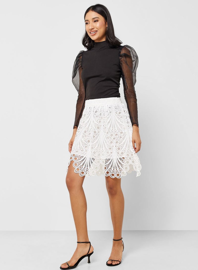 VERO MODA High Waist Laser Cut Mini Skirt  - Image 4