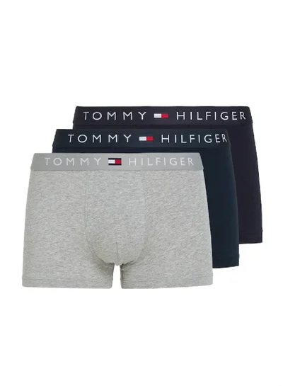TOMMY HILFIGER Men's 3 Pack Logo Trunks - Cotton, Black