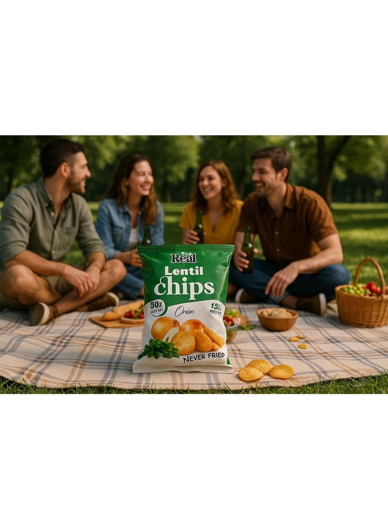 ريل رقائق البطاطس الحقيقية بنكهة العدس والبصل - غنية بالبروتين، غير مقلية، وجبة خفيفة صحية، 60 غرام (عبوة من 4 قطع) - Image 4