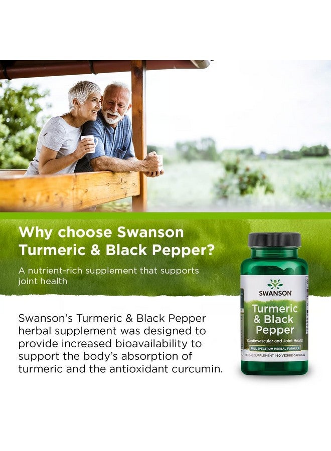 Swanson Turmeric & Black Pepper - Organic Joint Health, Heart Health, Digestion, & Liver Support Supplement - Natural Formula for Enhanced Bioavailability & Absorption - (60 Veggie Capsules) 4 Pack - Image 5