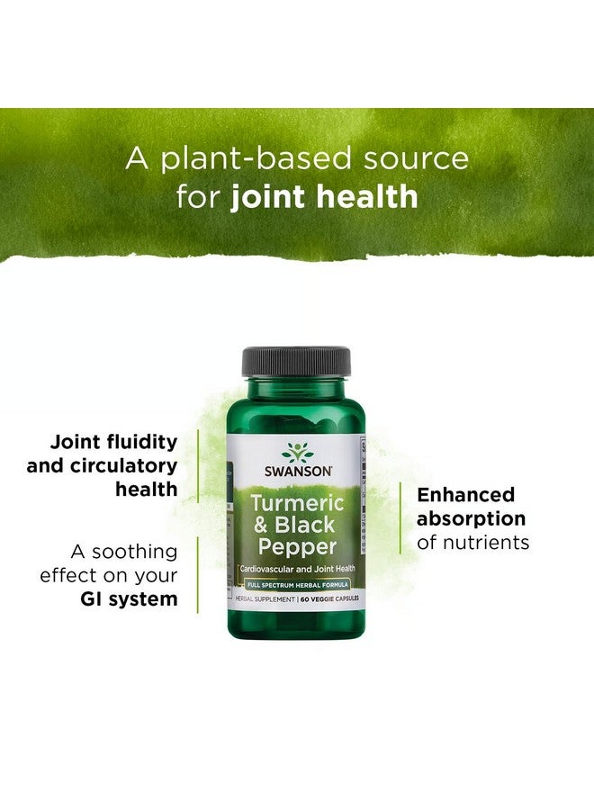 Swanson Turmeric & Black Pepper - Organic Joint Health, Heart Health, Digestion, & Liver Support Supplement - Natural Formula for Enhanced Bioavailability & Absorption - (60 Veggie Capsules) 4 Pack - Image 4