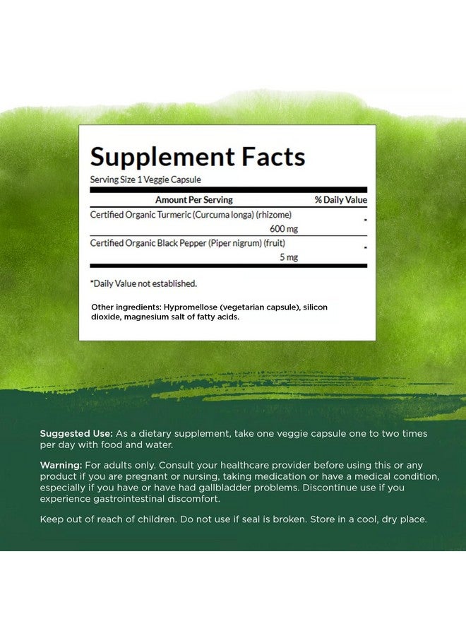 Swanson Turmeric & Black Pepper - Organic Joint Health, Heart Health, Digestion, & Liver Support Supplement - Natural Formula for Enhanced Bioavailability & Absorption - (60 Veggie Capsules) 4 Pack - Image 2