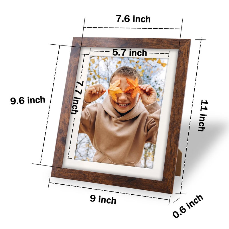 NDUFOA 8x10 Picture Frame  Display Photos 6x8 with Mat or 8x10 without Mat  Poster Frame for Wall and Tabletop  Brown - Image 3