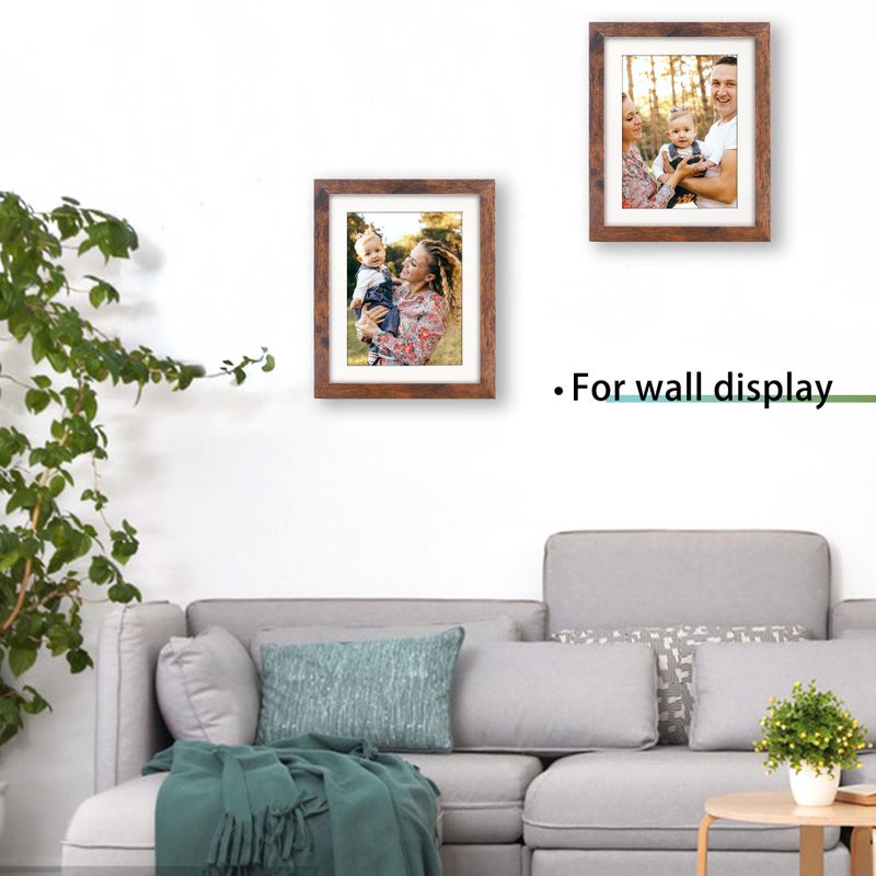 NDUFOA 8x10 Picture Frame  Display Photos 6x8 with Mat or 8x10 without Mat  Poster Frame for Wall and Tabletop  Brown - Image 5
