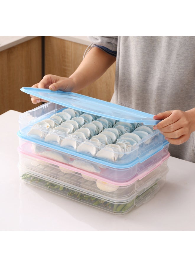 Generic - Dumpling Box Frozen Dumplings Quick-frozen Household Dumpling Tray Refrigerator Frozen Wonton Box Multi-layer Fresh Storage Box-Specifications:Transparent-Color:Transparent Bottom - Image 1