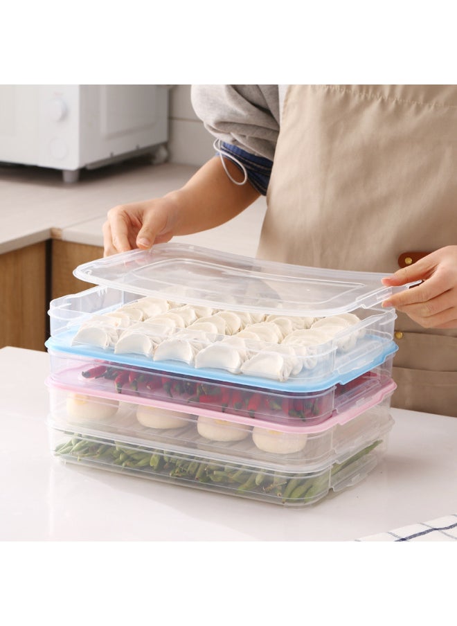 Generic - Dumpling Box Frozen Dumplings Quick-frozen Household Dumpling Tray Refrigerator Frozen Wonton Box Multi-layer Fresh Storage Box-Specifications:Transparent-Color:Transparent Bottom - Image 1