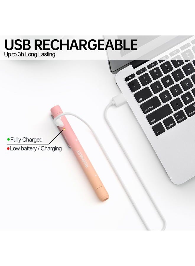 RISEMART Rechargeable Pen Light for Nurses and Doctors – LED Medical Penlight with USB Charging, Dual Light Modes, Durable Clip – Ideal Gift for Graduation, Night Shift, Clinical Use – Orange Pink Gradient - Image 2