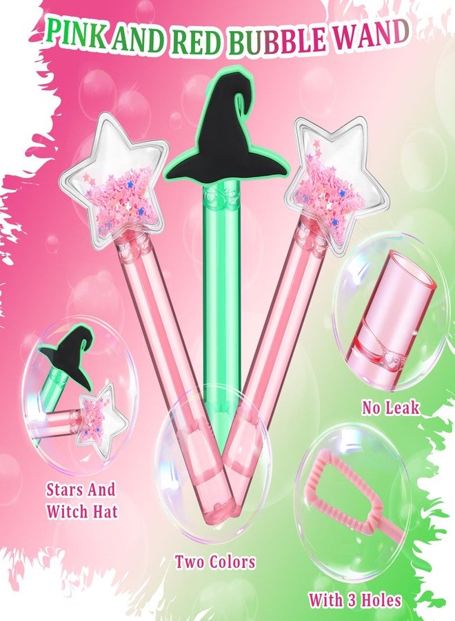 RoundFunny 24 Pcs Witch Party Favors Witch Hat and Star Bubble Wands Pink and Green Bubble Wands for Summer Outdoor Goodie Bags Stuffers Carnival Prizes Birthday Treats - Image 3