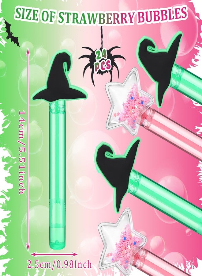 RoundFunny 24 Pcs Witch Party Favors Witch Hat and Star Bubble Wands Pink and Green Bubble Wands for Summer Outdoor Goodie Bags Stuffers Carnival Prizes Birthday Treats - Image 2