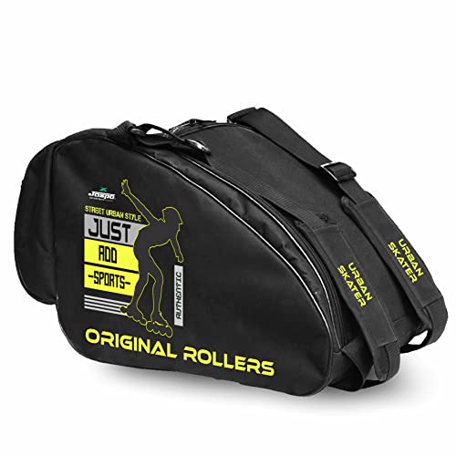 jaspo Nylon Roller Skates,Inline Skates,Quad Skating Bag (12X11X9) Inch (Grey Yellow) - Unisex - Image 1