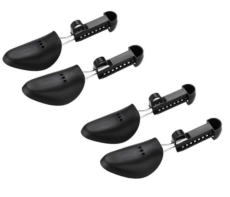 2 Pairs Plastic Adjustable Length Women Shoe Tree Boot Holder Organizers with Tension Spring Coil for Most Shoes (Black US Size 4-8)