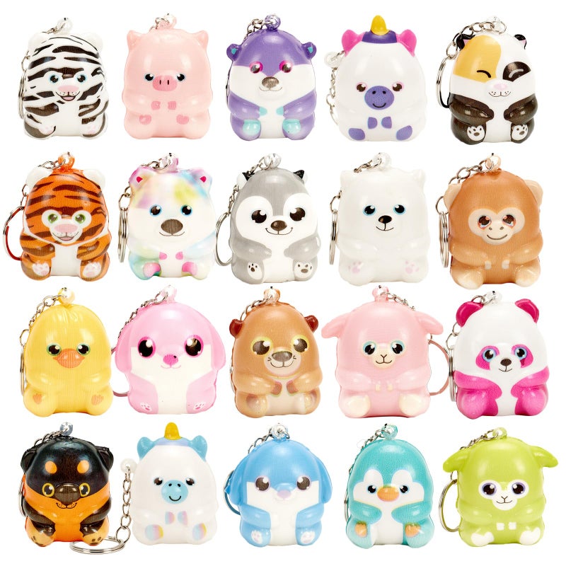 funnysquee 20 Packs Animal Squishies Toys Keychains SetParty Favors Mini Animals Stress Relief Slow Rising Squeeze ToysBirthday GiftClassroom PrizesGoodie Bag for KidsRandom Style - Image 3