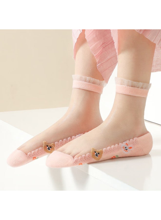 Langsha Children's Socks Girls Summer Ultra-thin Crystal Socks Baby Girls All-match Lace Short Socks