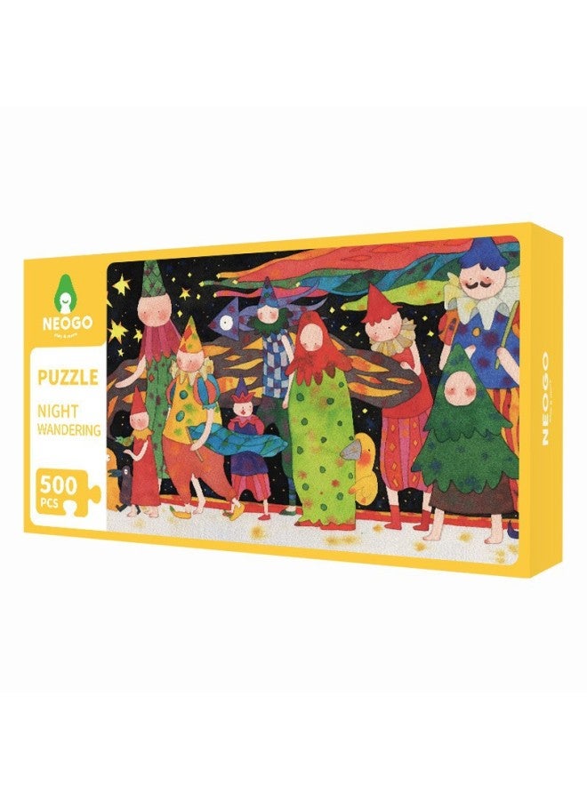 Adult Puzzle Children's Decompression Fun Flat Puzzle Toy Pointed Hat Night Tour 500 Pieces White Card-Color:NEOGO Night Tour 500 Pieces - Image 5