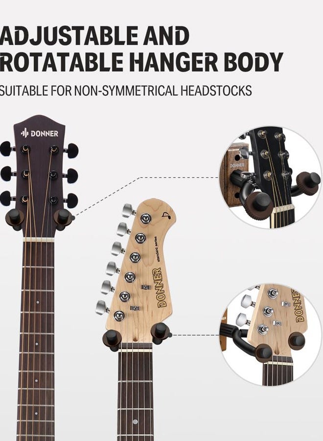 Donner Guitar Wall Mount Hanger 3 Pack, Guitar Wall Holder Black Walnut for Acoustic Electric Guitars, Bass, Folk Ukulele, Violin, Mandolin Banjo and String Instruments - Image 3
