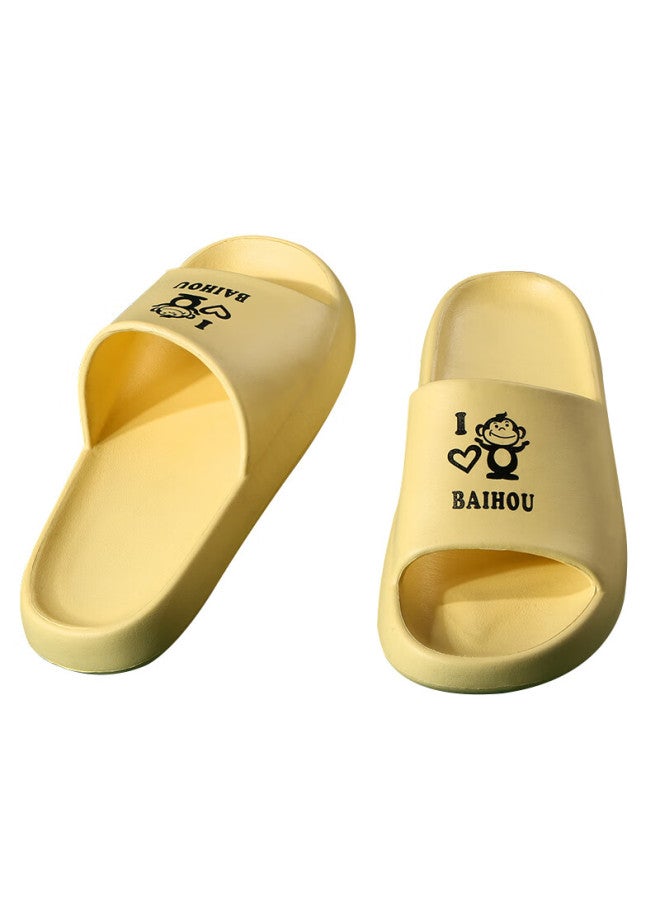 Baihou Summer Couple Style Student Cartoon Home Thick-soled Squishy Feeling Men's And Women's Sandals, 006 Yellow, Size 38-39 - Image 2