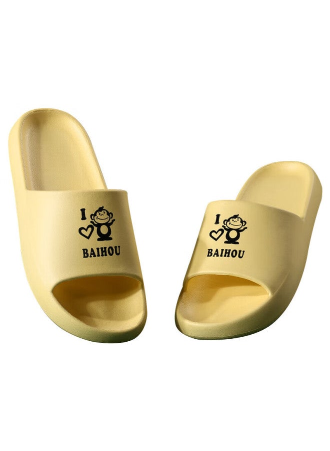 Baihou Summer Couple Style Student Cartoon Home Thick-soled Squishy Feeling Men's And Women's Sandals, 006 Yellow, Size 38-39 - Image 1