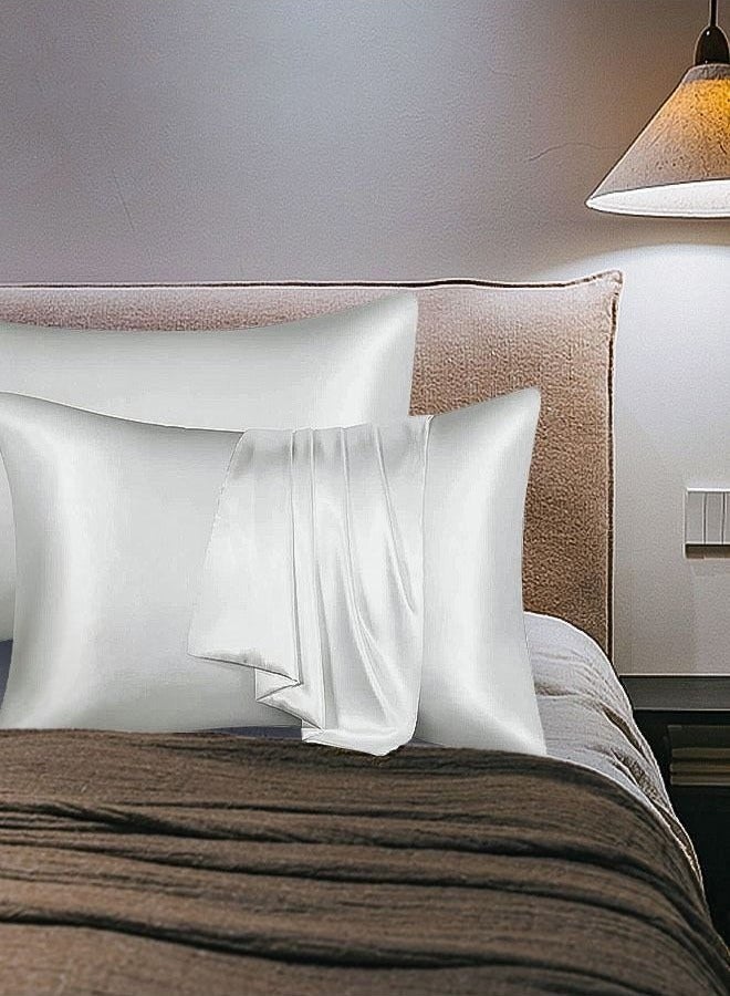 Hanayo 2 Pcs Faux Silk Pillowcase Soft Satin Pillow Covers for Hair and Skin  Soft and Smooth Pillow Cases Bedding Pillowcase for Home(White) - Image 2