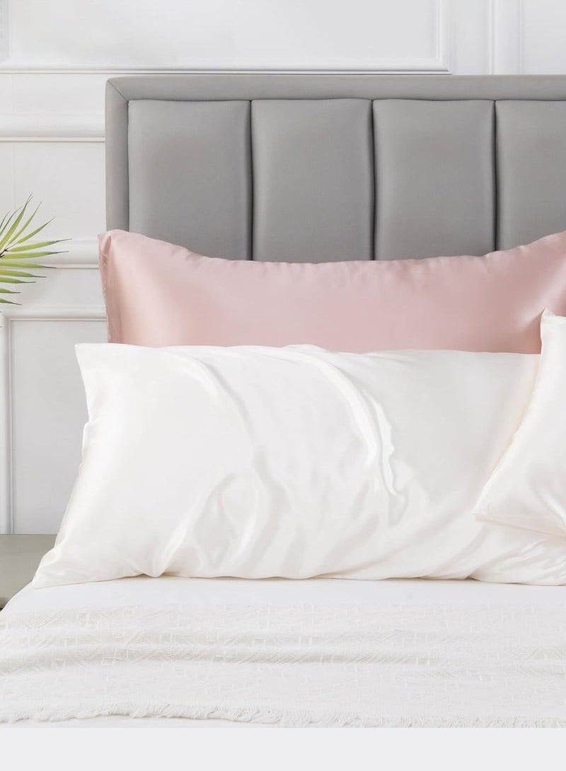 Hanayo 2 Pcs Faux Silk Pillowcase Soft Satin Pillow Covers for Hair and Skin  Soft and Smooth Pillow Cases Bedding Pillowcase for Home(White) - Image 3