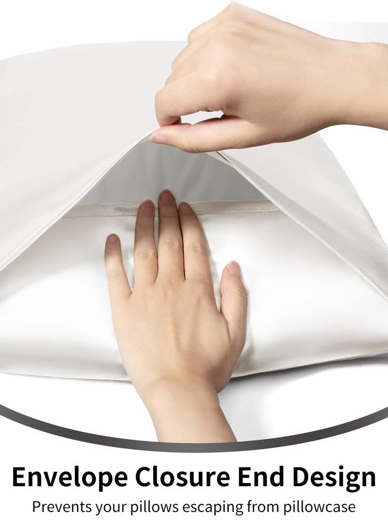 Hanayo 2 Pcs Faux Silk Pillowcase Soft Satin Pillow Covers for Hair and Skin  Soft and Smooth Pillow Cases Bedding Pillowcase for Home(White) - Image 5