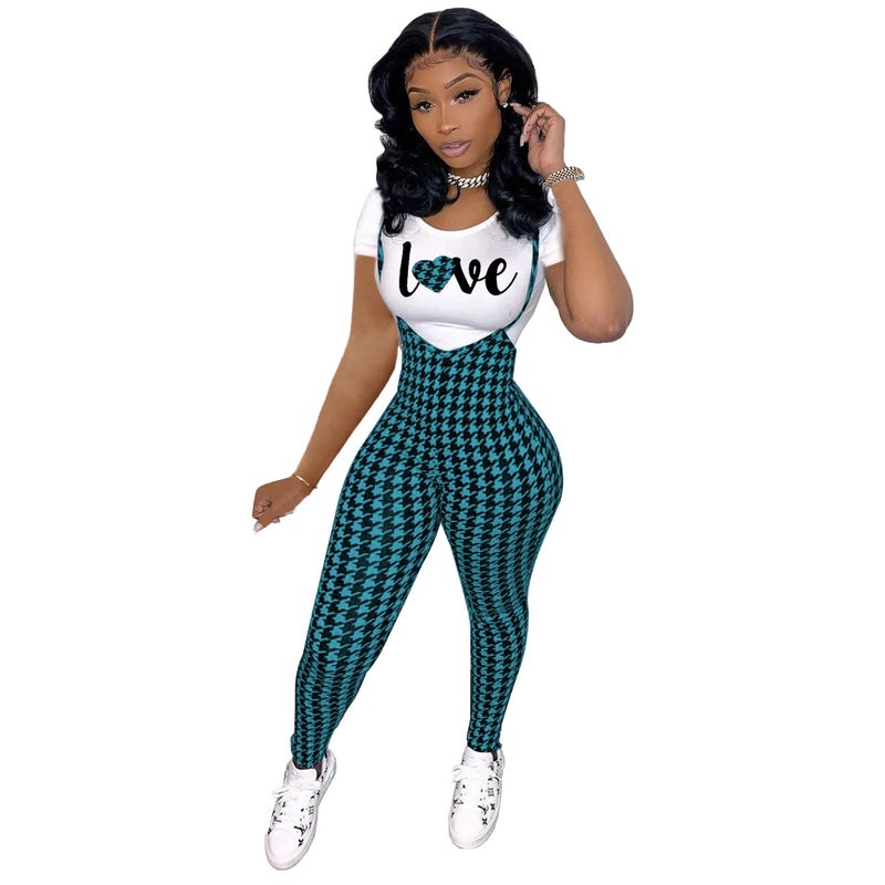 Fashion Printed Tee  Jumpsuit Set for Women Purple -6  - Image 4