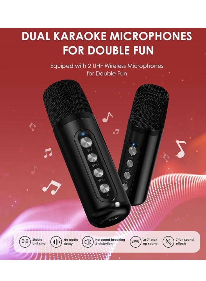 Bluetooth Speaker with 2 Wireless Microphones Black - Image 2