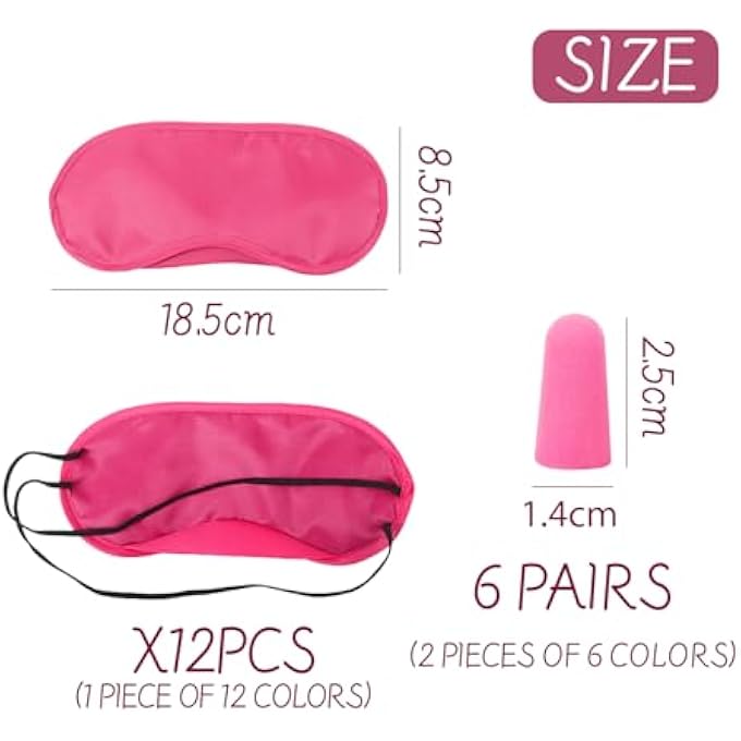 rayihni 12-Piece Sleeping Eye Mask, 12 Pairs Of Earplugs, Simple Solid Color, Soft And Comfortable, Convenient Shading Eye Mask, Universal For Men And Women, Sleep Accessories Set. - Image 2