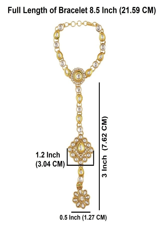 Efulgenz Indian Hand Chain Finger Ring Bracelet Indian Kundan Finger Ring Link Chain Wedding Bridal Hand Harness Slave Bollywood Bracelet Jewelry - Image 4