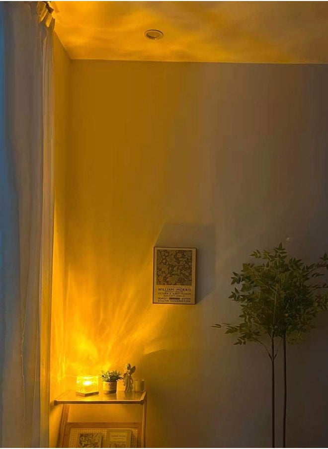 AHAKAC - 16 Colors Water Ripple Night Light Creative Bedside Flame Atmosphere Light Romantic Table Lamp Gift Starry Sky Projection Light - Image 1