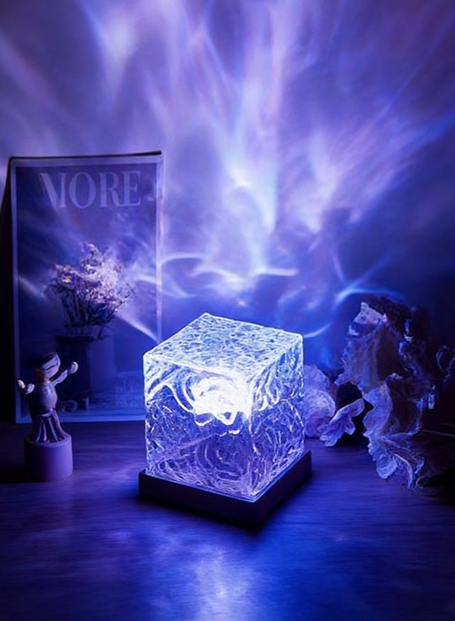 AHAKAC 16 Colors Water Ripple Table Lamp Creative Bedside Flame Atmosphere Light Romantic Night Light Gift Starry Sky Projection Light - Image 3