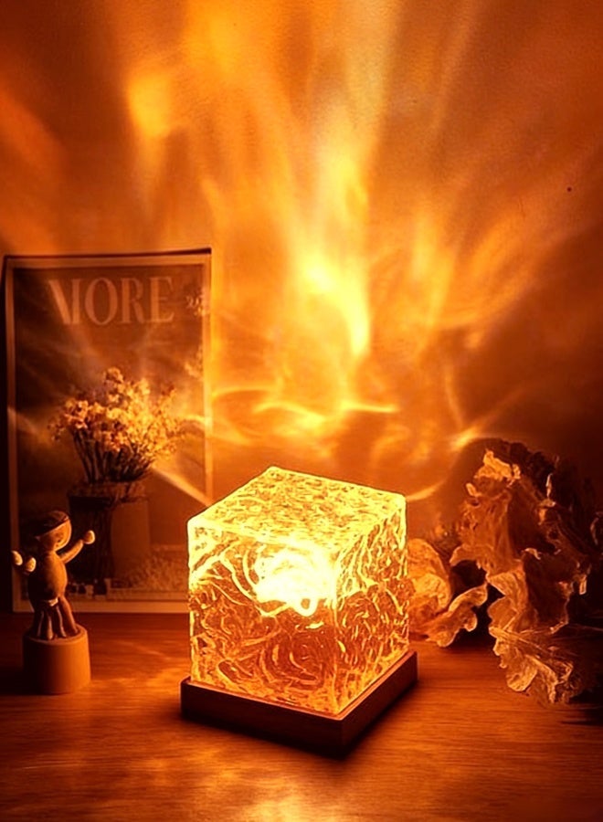 AHAKAC 16 Colors Water Ripple Table Lamp Creative Bedside Flame Atmosphere Light Romantic Night Light Gift Starry Sky Projection Light - Image 4