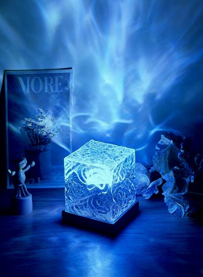 AHAKAC 16 Colors Water Ripple Table Lamp Creative Bedside Flame Atmosphere Light Romantic Night Light Gift Starry Sky Projection Light - Image 2