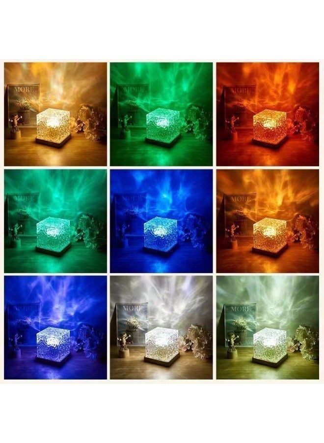 16 Colors Water Ripple Table Lamp Ramadan Eid Mubarak Decoration Light Creative Bedside Flame Atmosphere Lamp Romantic Starry Sky Projection Night Light Islamic Home Decor Gift - view 2