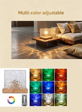 16 Colors Water Ripple Table Lamp Ramadan Eid Mubarak Decoration Light Creative Bedside Flame Atmosphere Lamp Romantic Starry Sky Projection Night Light Islamic Home Decor Gift - view 2