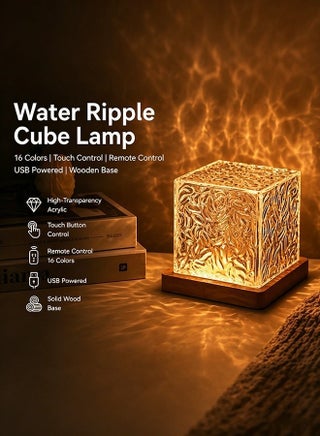 16 Colors Water Ripple Table Lamp Ramadan Eid Mubarak Decoration Light Creative Bedside Flame Atmosphere Lamp Romantic Starry Sky Projection Night Light Islamic Home Decor Gift - view 3