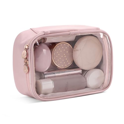 Pocmimut Small Makeup Bag,Clear Make Up Bag Organizer Cute Stuff Pouch Traveling Compact Toiletry Bag Car Bag for Travel Essentials,Pink - Image 1