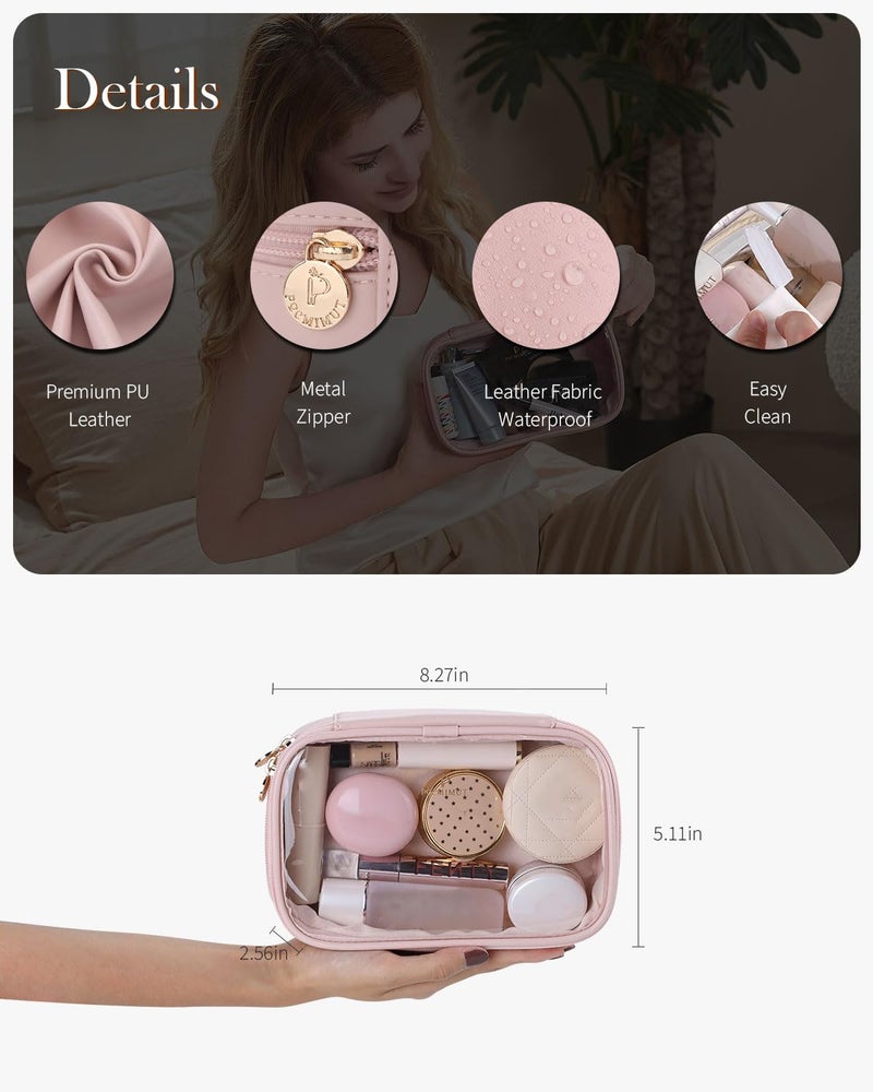 Pocmimut Small Makeup Bag,Clear Make Up Bag Organizer Cute Stuff Pouch Traveling Compact Toiletry Bag Car Bag for Travel Essentials,Pink - Image 5