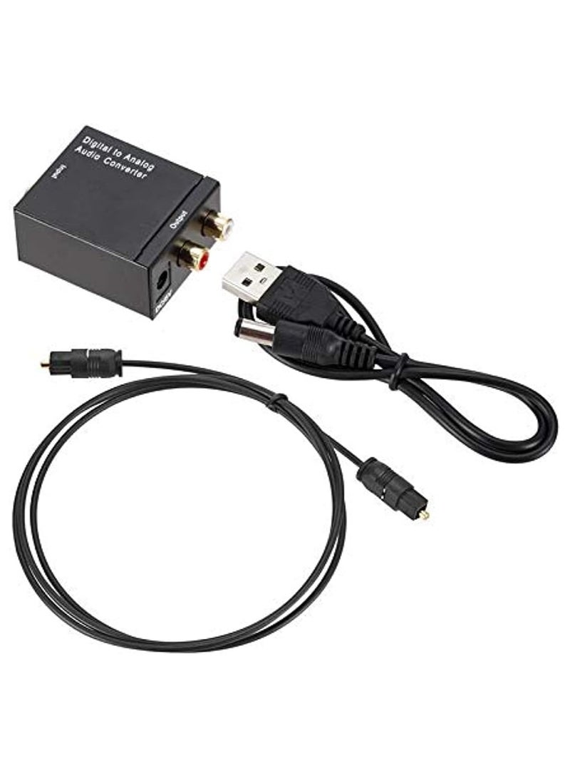 Digital to Analog Audio Converter – Optical SPDIF/Coaxial to RCA L/R & 3.5mm Jack with USB Power and Toslink Cable  - Image 1