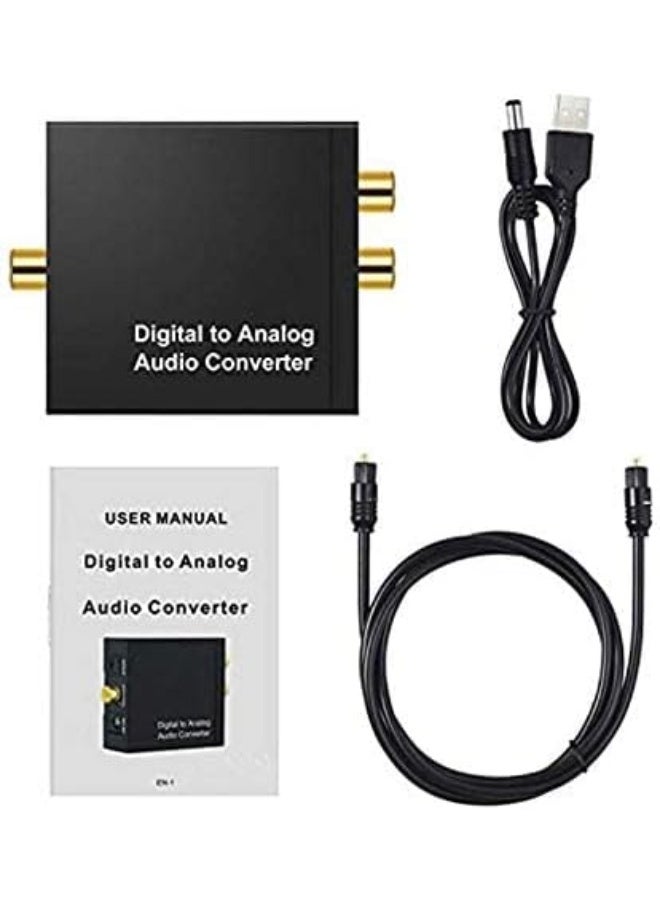 Digital to Analog Audio Converter – Optical SPDIF/Coaxial to RCA L/R & 3.5mm Jack with USB Power and Toslink Cable  - Image 2