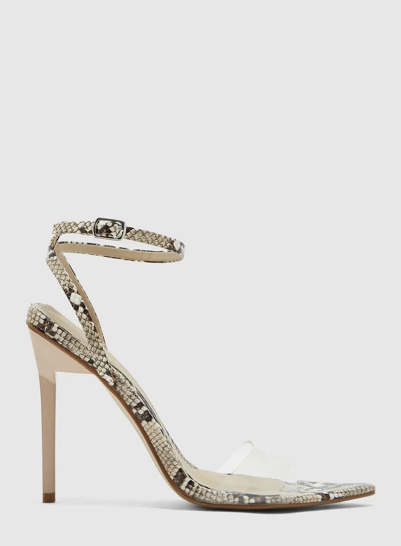 Missguided Perspex Vamp Barely There Sandal - Snake