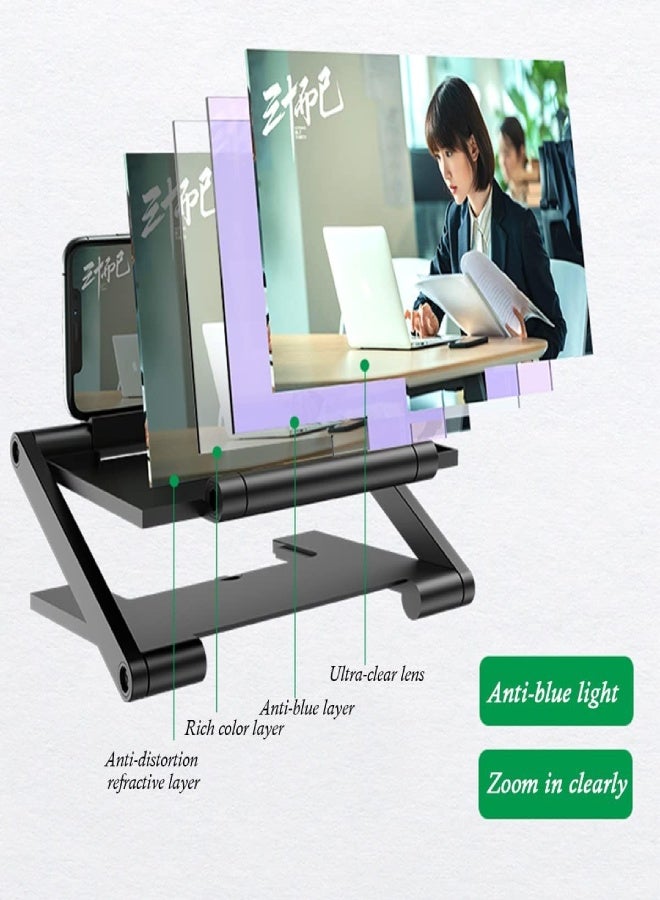 AROAQ Foldable Phone Screen Magnifier – 8-Inch HD Projector Amplifier with Adjustable Height, Compatible with All Smartphones for Reading & Video Viewing - Image 4