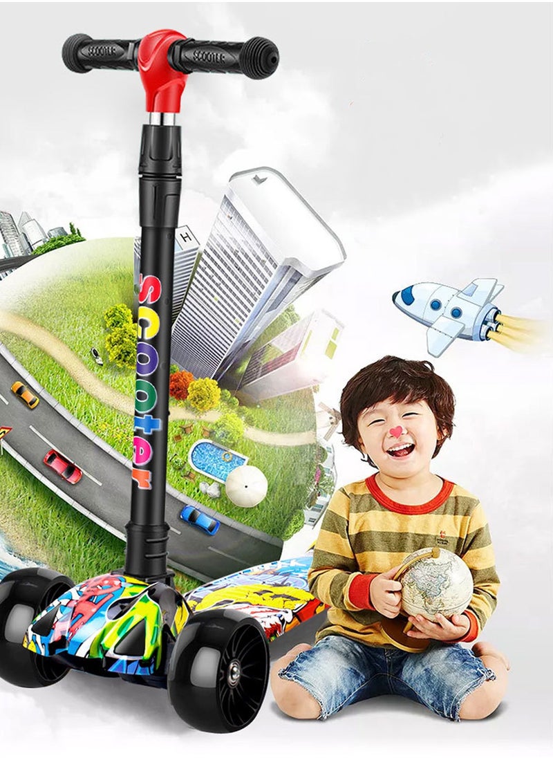 Moovant - 2 in 1 Kick Scooter, 3 Wheel Foldable Toddlers Scooter with  3 Adjustable Height and Self-Luminous Wheels, Scooters with Removable Seat for Toddlers Kids - Image 1