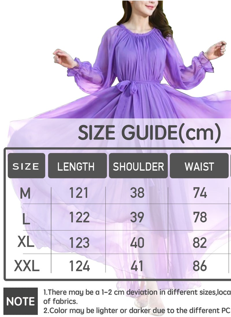 DAINASONG - Women's Dresses,Dresses for Women Stylish Party,Long Sleeve Chiffon Maxi Dress Pleated Bohemian Long Dresses - Image 1