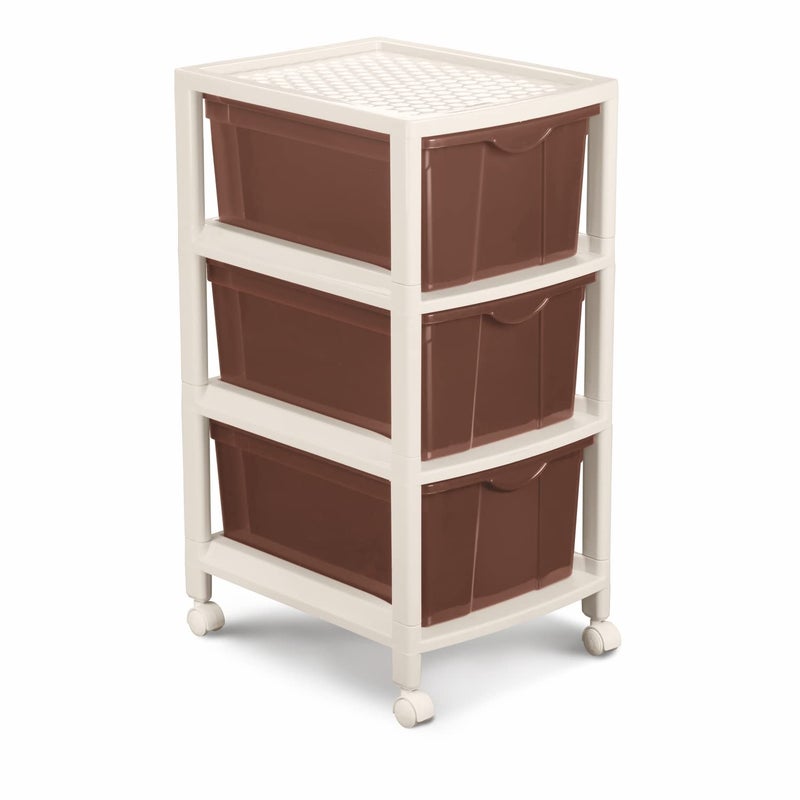 Nayasa Carnival Tuckins No 3 MultiCompartment Plastic Drawers Storage Organizer Multipurpose Plastic Modular Storage Organizer Box 39 X 305 X 635 cm Brown - Image 1
