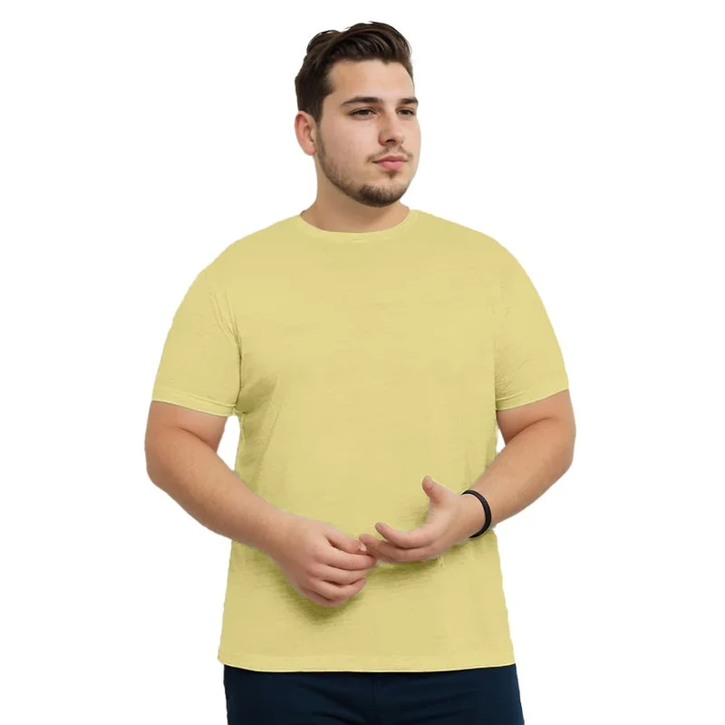 NOBERO Men's Solid Yellow T-Shirt - Regular Fit