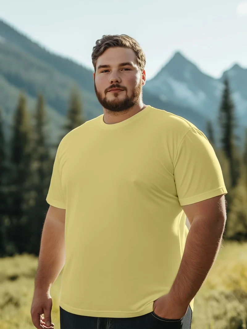 NOBERO Men's Solid Yellow T-Shirt - Regular Fit