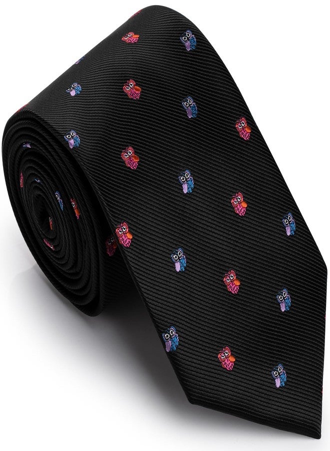 هاوسن ربطة عنق من قماش الجاكار بتصميم بومة حكيمة من هاوسون، مقاس 3 بوصات، مناسبة لحفلات الزفاف في المكتبات، والاحتفالات الأكاديمية، وهدايا لأصدقاء العريس من ذوي الميول الأكاديمية، وإكسسوارات التخرج. - Image 1