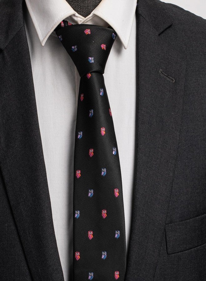 هاوسن ربطة عنق من قماش الجاكار بتصميم بومة حكيمة من هاوسون، مقاس 3 بوصات، مناسبة لحفلات الزفاف في المكتبات، والاحتفالات الأكاديمية، وهدايا لأصدقاء العريس من ذوي الميول الأكاديمية، وإكسسوارات التخرج. - Image 2