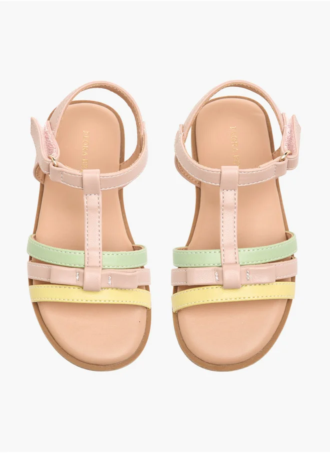 Flora Bella By Shoexpress Bow Accent Sandals with Hook and Loop Closure